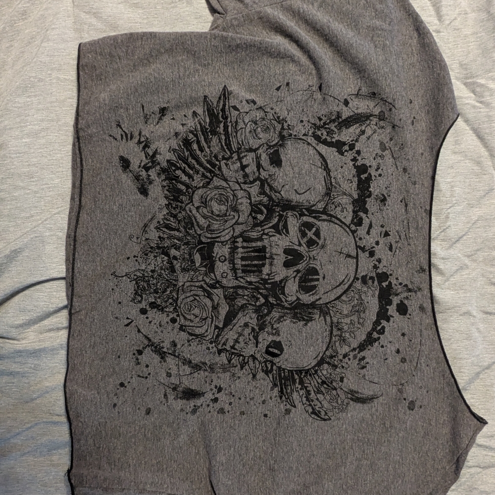 Gray Graphic Boxy Crop Top